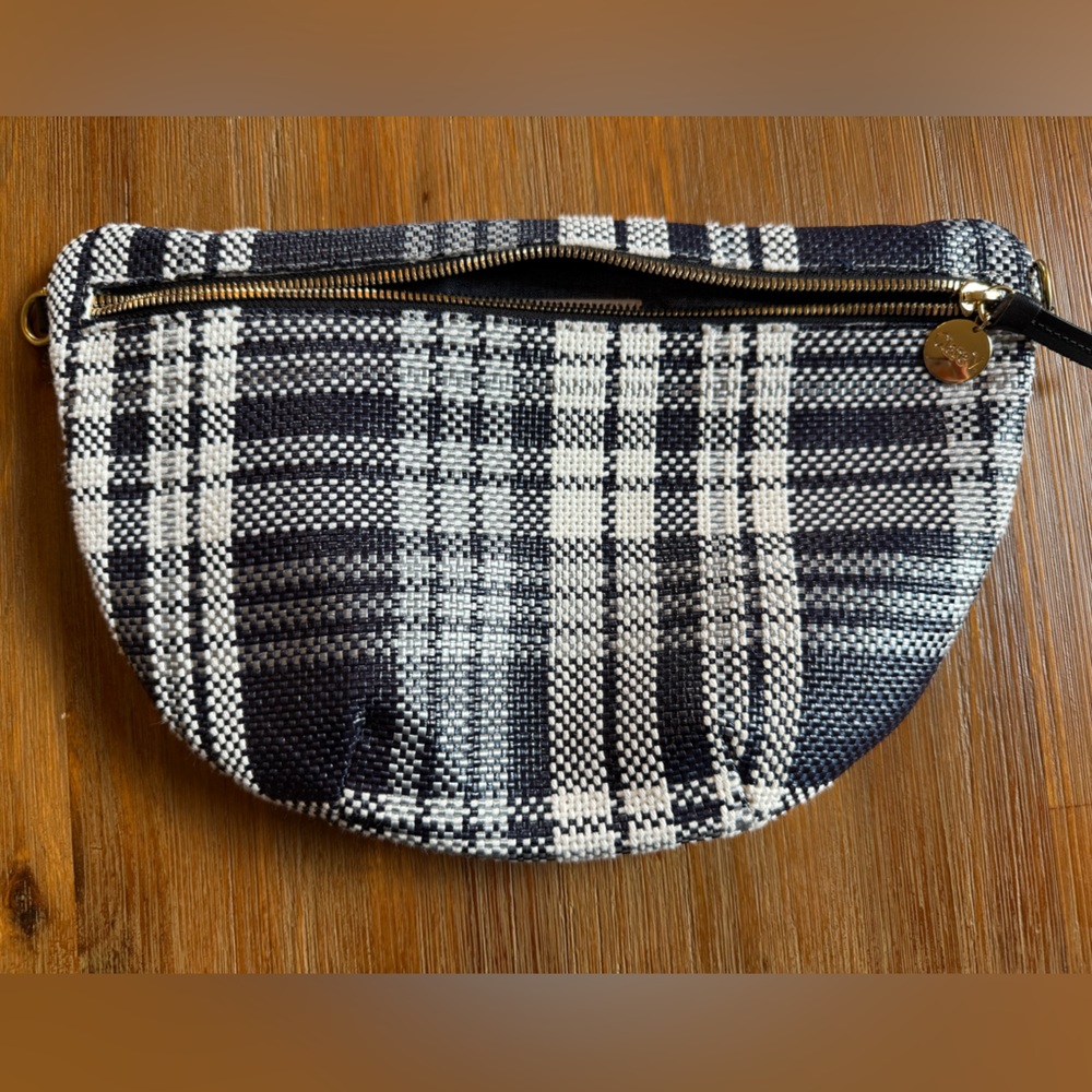 Clare V Navy and White Plaid Grande Fanny - Sample - Rare - HTF